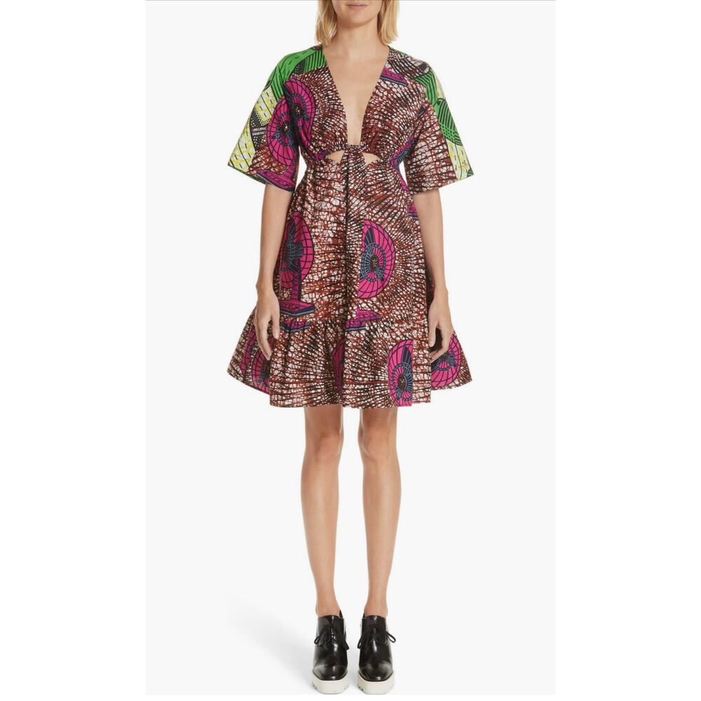 Stella McCartney Gabrielle Mini Dress Cutout Back Patterned Size US 12